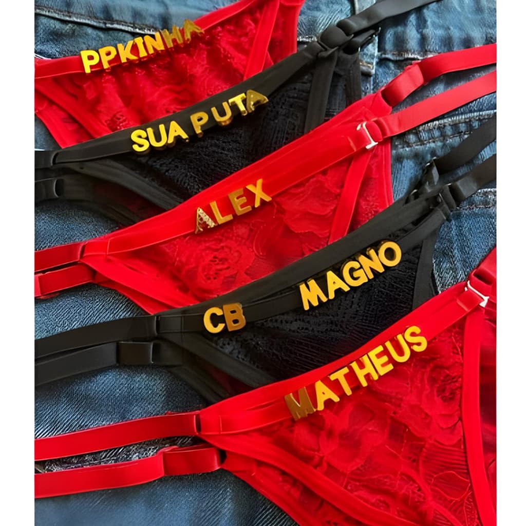 Calcinha PERSONALIZADA com Nome Lingerie Renda Com Regulagem Sexy Tanga