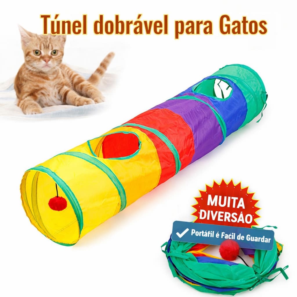 Brinquedo Para Pets Túnel Labirinto Para Gatos Colorido Diversão Para Seu Pet