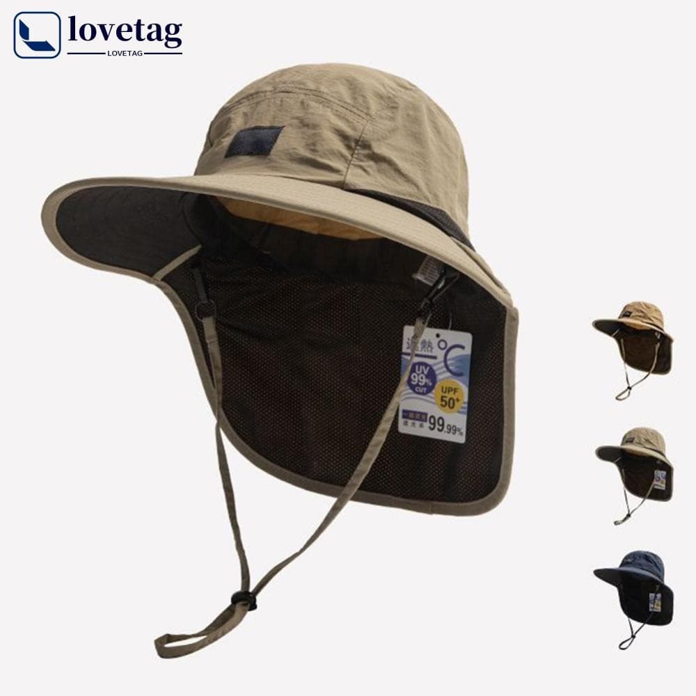 LOVETAG Chapéu De Proteção Solar Ao Ar Livre Com Corda À Prova De Vento Aba Larga Protetor De Pescoço Balde UV Para Acam