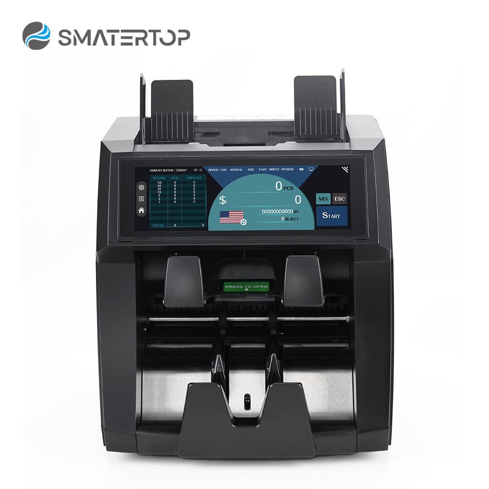Portátil 201Q Display Completo Contador De Dinheiro Duplo 1 + 1 Bolsos Moeda Discrimina Contadores De Contas Classificad