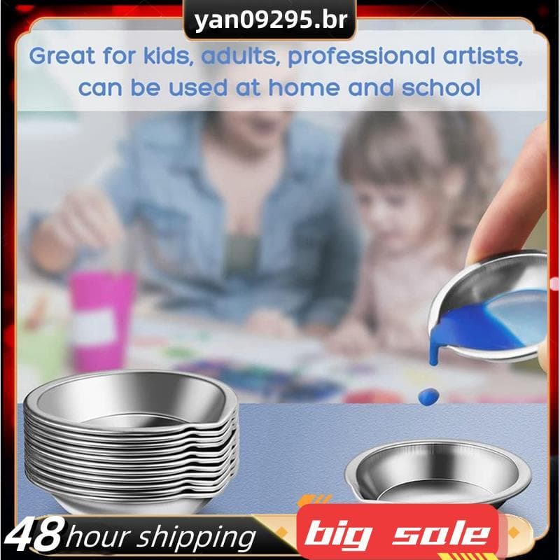 Bandejas De Pintura Redondas Pequenas De Aço Inoxidável , 20 Peças Mistura De Tinta Para Aquarelas , Tintas À Base De Ól