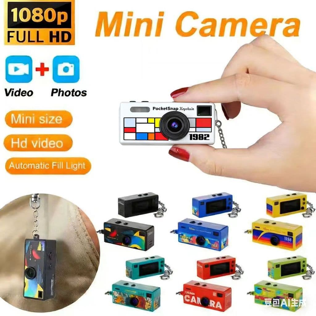 Mini Câmera De Polegar Com Chaveiro Para Presente Infantil Gravação De Vídeo HD 1080P E Lente Grande Angular De 130 Grau