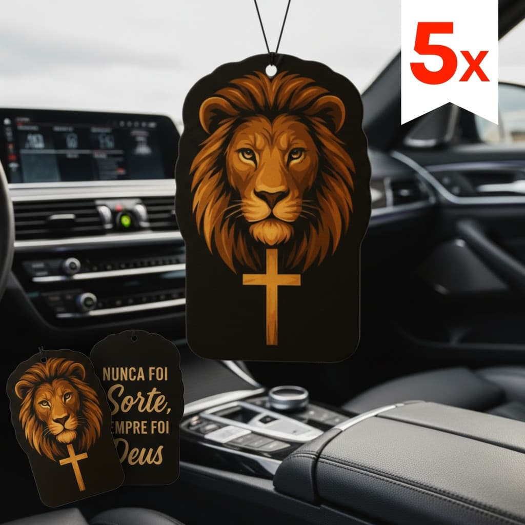 5x Cheirinho Perfume Carro Novo Leão Fé Jesus  Aromatizante Lava Rapido