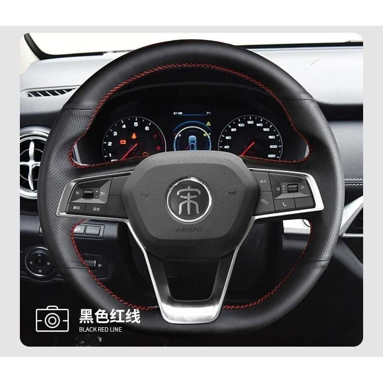 Para BYD e2 e3 Qin Yuan PLUS Canção MAX S2 PRO Costurado À Mão Preto Antiderrapante Capa De Volante De Couro