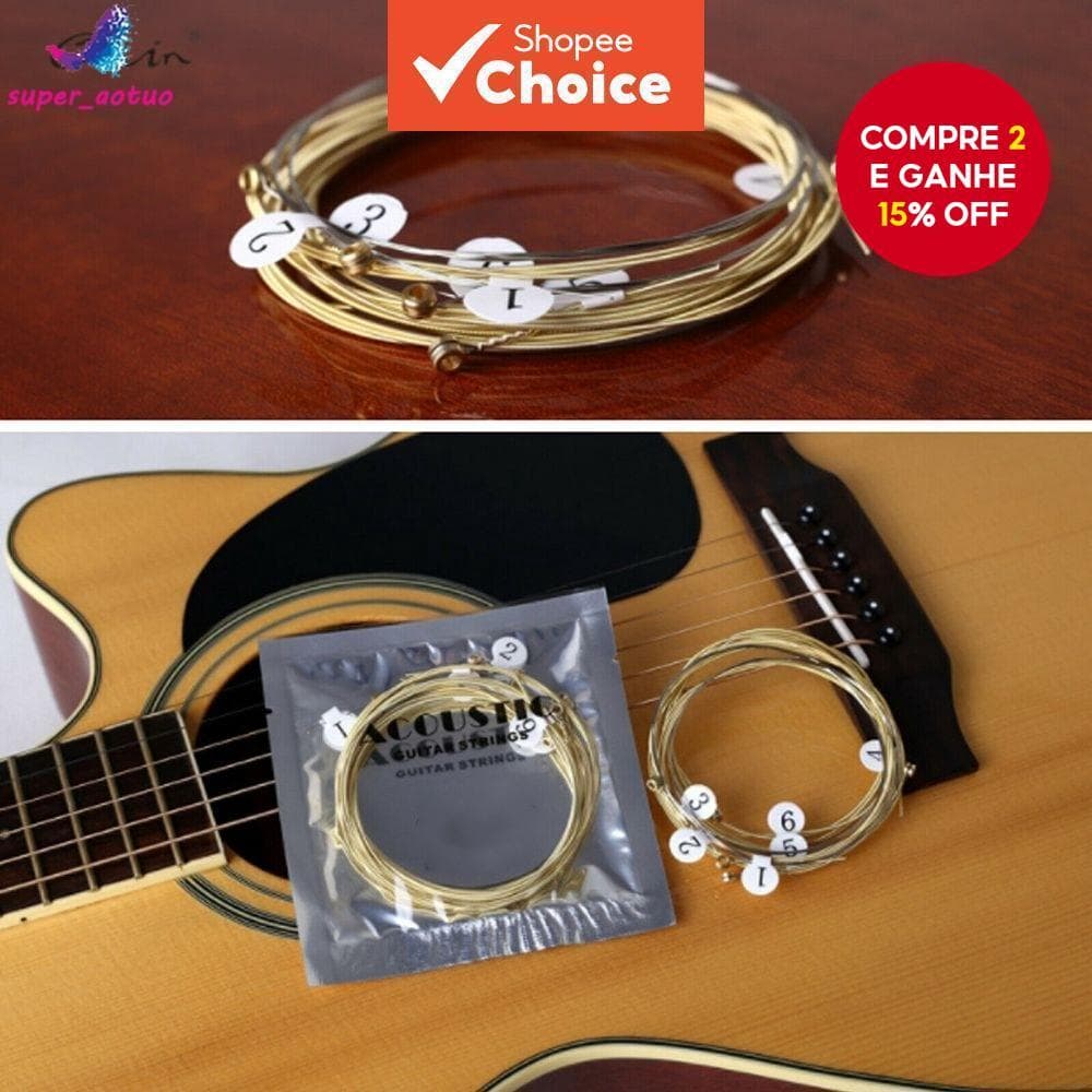 Cordas De Guitarra Em Aço Fósforo Bronze | Conjunto De 6 Peças Para Guitarras Acústicas , Som Premium E Presente De Músi
