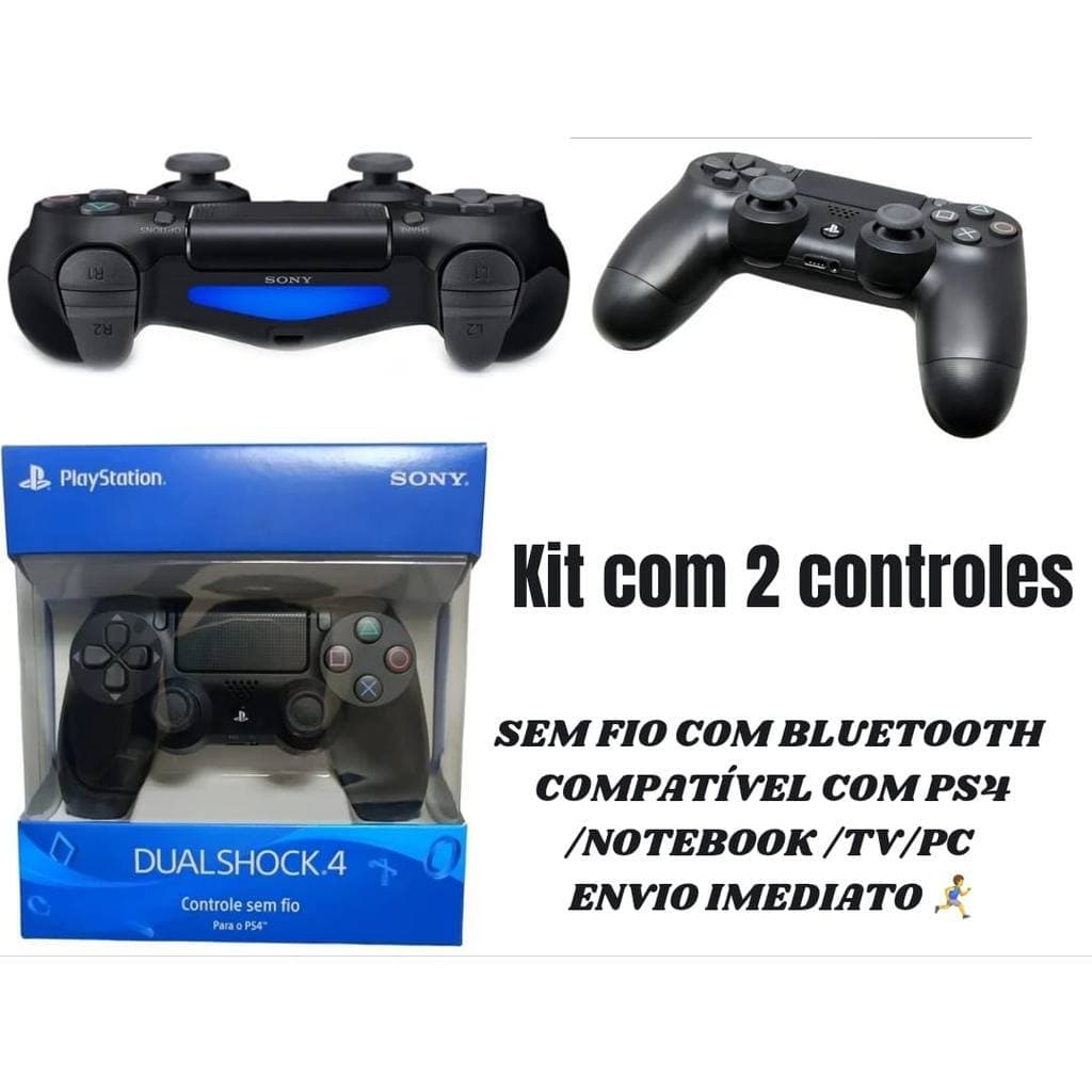 Kit com 2 controles ps4 sem fio linha premium compativel com PS4/NOTEBOOK/ TV E PC ENVIO IMEDIATO