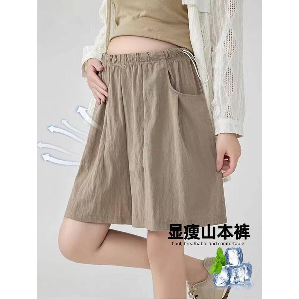 Shorts de maternidade verão exterior usar cinco pontos fino gelo seda tamanho grande solto barriga-lifting pequena perna