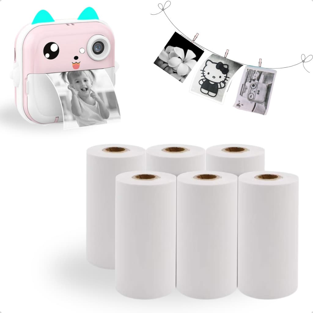 Kit com 10/20/30 Rolos de Papel para Câmera/Impressora Instantânea – Refil Térmico Portátil