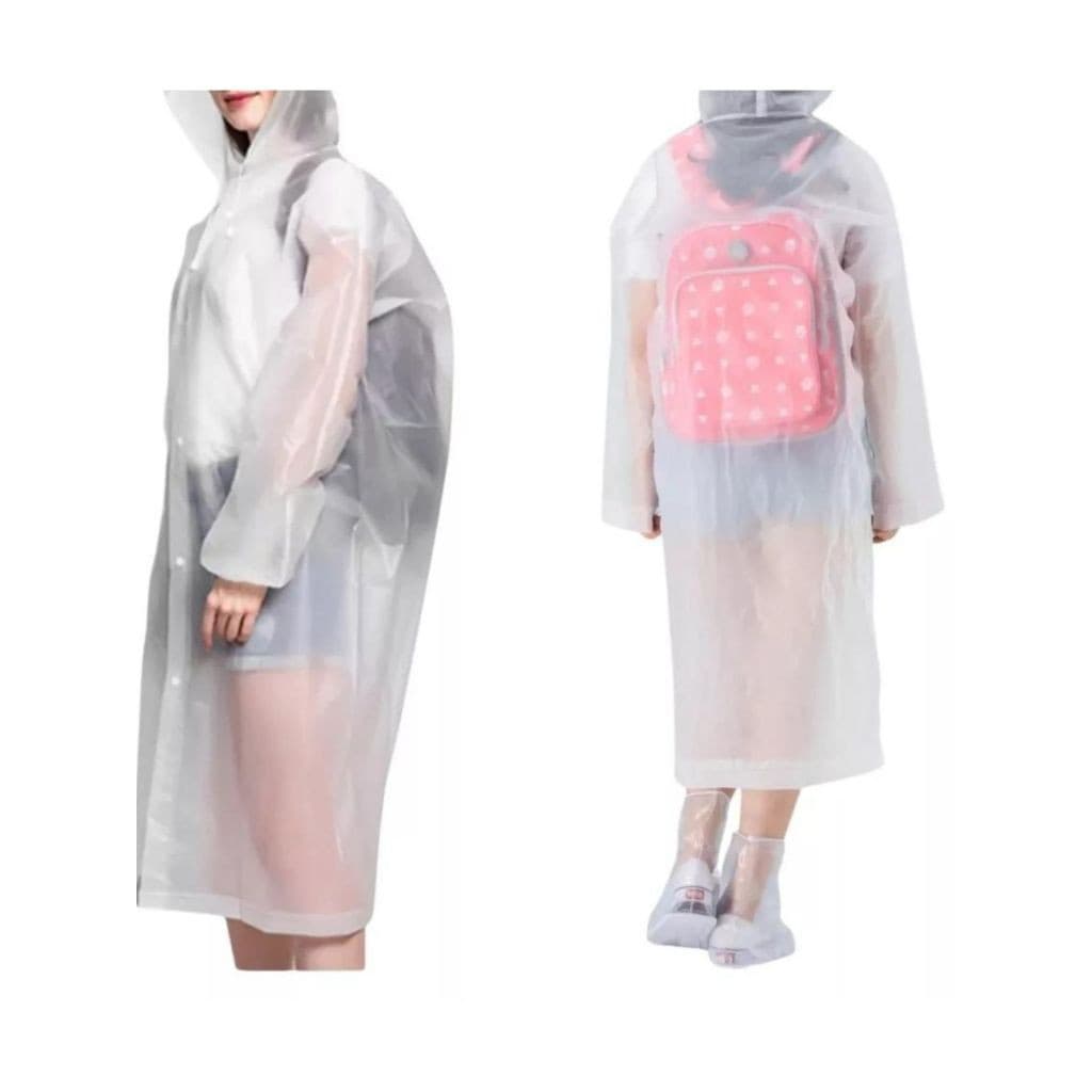 kit 2 capa chuva com Gabardina grossa e comprida transparente reforçada reutilizável