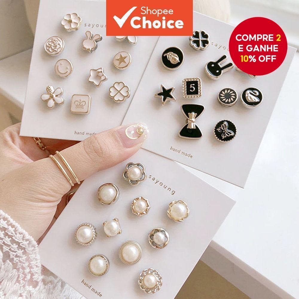 10 Pçs/Set Moda Botão Abotoaduras De Alta Qualidade Para Decoração De Roupas Prevenir Exposição Acidental Botões Broche 