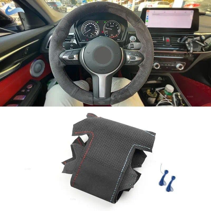 Carro Camurça Couro Vermelho Azul Linha Volante Capa Guarnição Para BMW M Esporte F10 F11 F12 F30 F32 F34 F20 F22 F15 F1