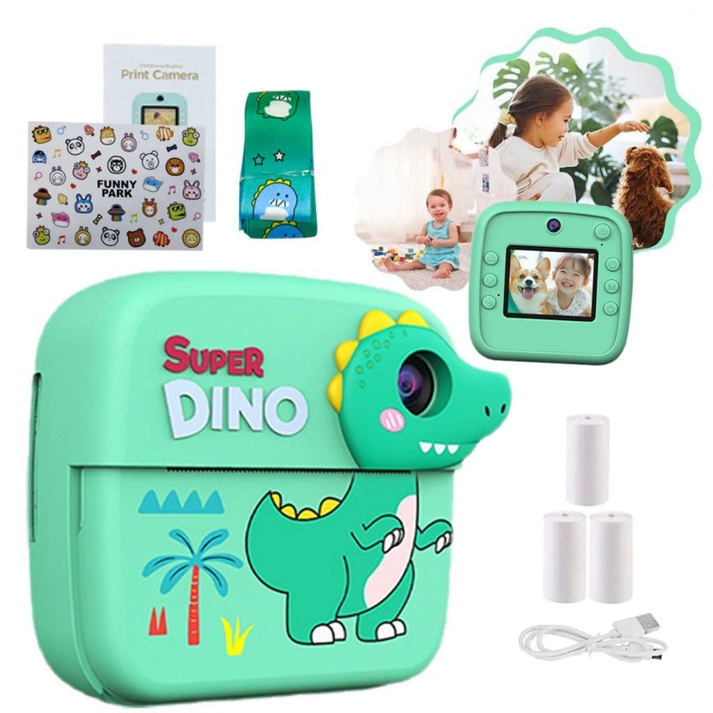 Câmera Impressora Para  Crianças Fotográfica Digital Vídeo Unicórnio Dinosauro