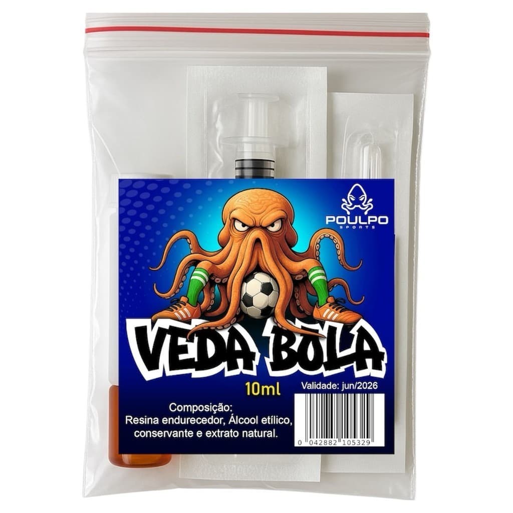 Vedabola Kit Conserto Para Bolas Furadas Poulpo Sports Futebol Vôlei Basquete Futsal Futvôlei