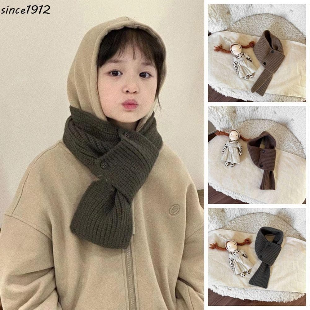 Desce Cachecol Para Meninos E Meninas , Lenço De Malha Infantil Estilo Coreano De Cor Sólida , Cachecóis Cruzados Infant