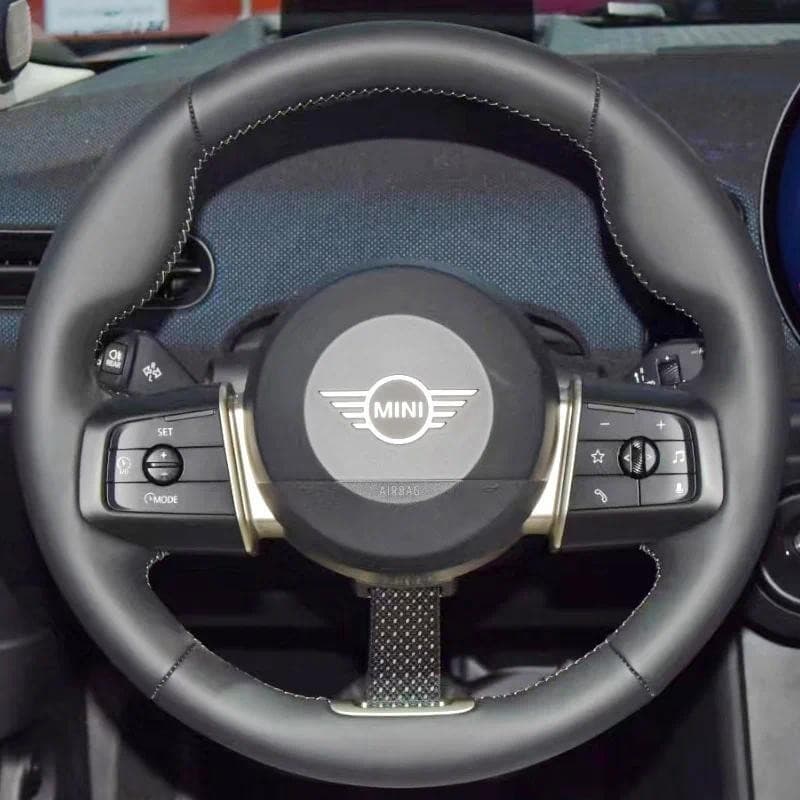 Capa De Volante De Carro Para Mini Cooper S F56 F54 F55 F57 F60 Countryman 2024 Couro Preto Costurado À Mão E Camurça