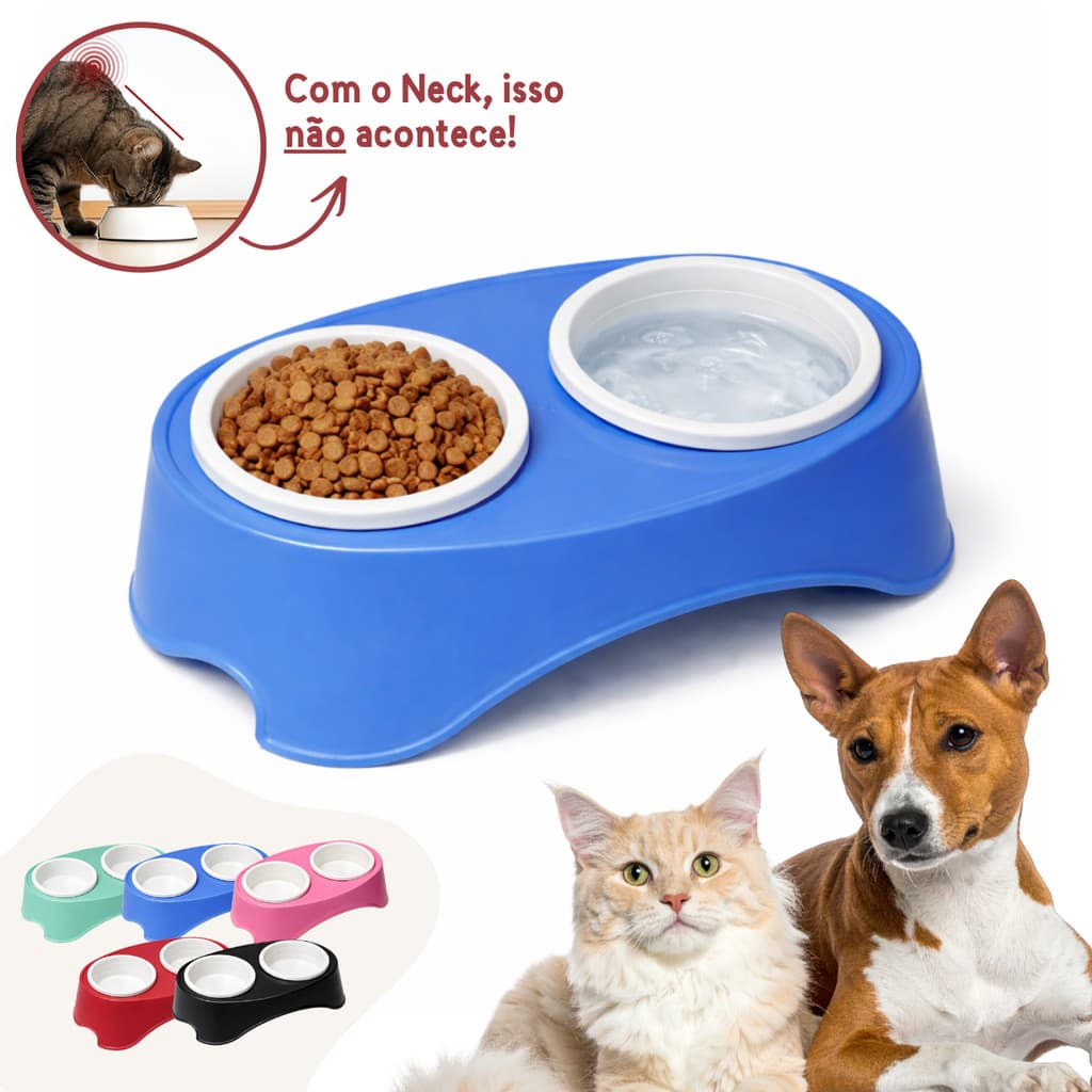 Bebedouro E Comedouro Para Cães E Gatos Duplo Elevado - Comedor