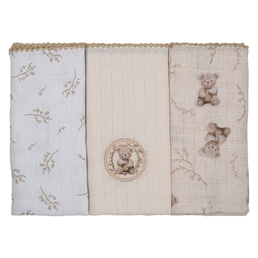 Fralda de Pano para Bebê 68 cm x 70 cm 3 Unidades Baby Joy