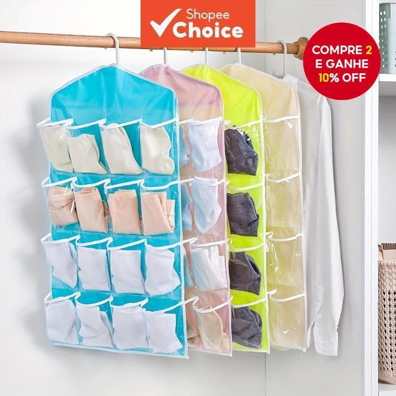 Saco De Armazenamento De Armário Suspenso De Um pc Com Bolsos Transparentes Organizador Multifuncional Para Meias , Roup