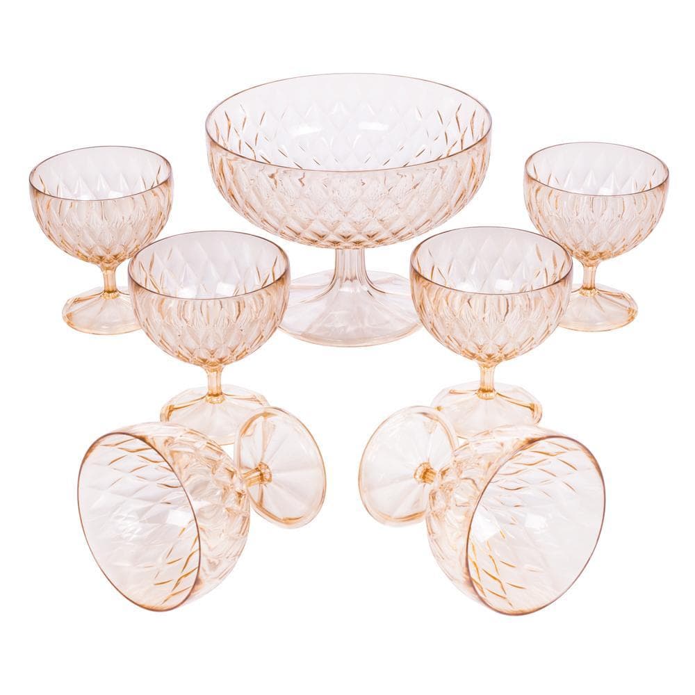 Kit Natal Sobremesa 1 Taça G 6 Taças P Glamour Plasútil