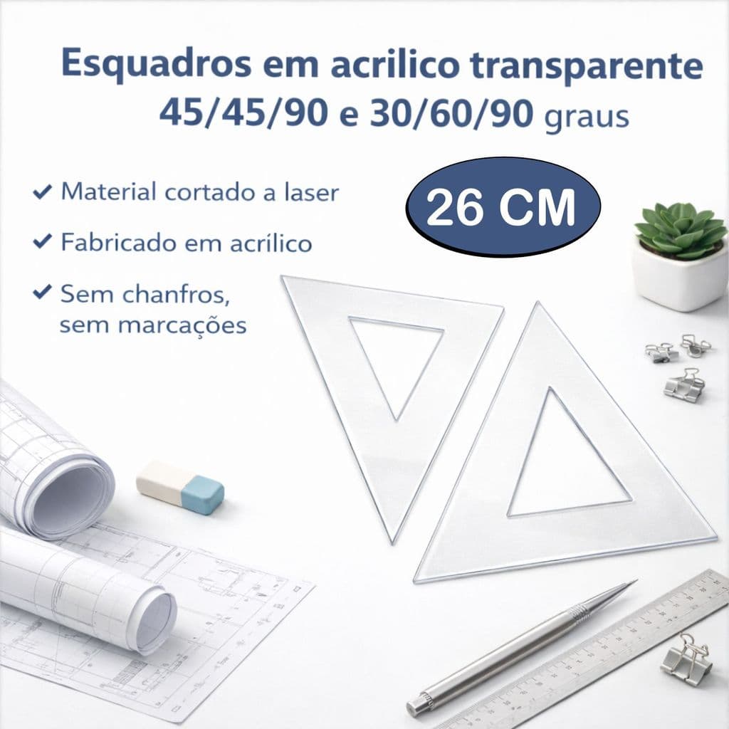 Par Esquadro Arquitetura Engenharia 45 30 Profissional 26 cm