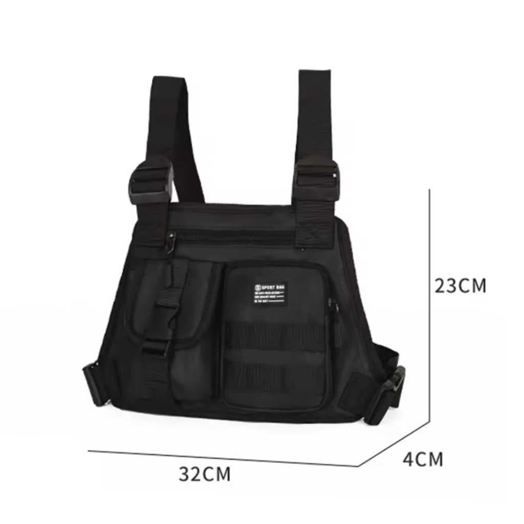Bolsa Pochete Saco Peitoral  Moda  Hip Hot Colete Masculino  Multifuncional