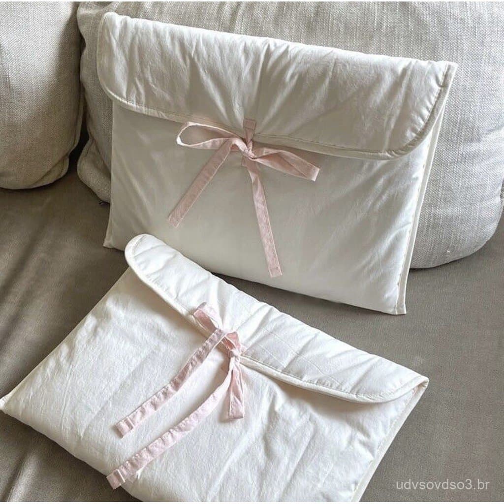 Bolsa acolchoada para notebook e tablet com laço rosa estilo balé, da influenciadora coreana do Instagram, portátil U5J7