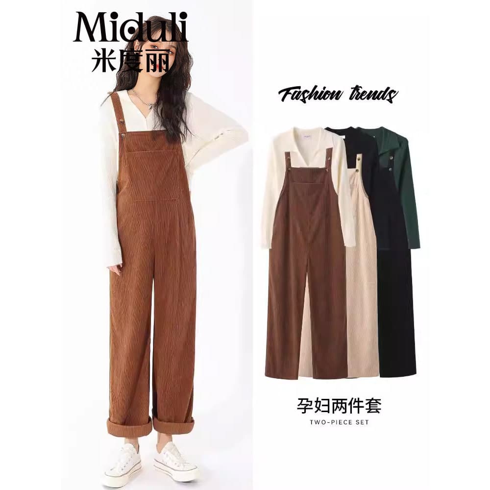 Calças de maternidade primavera outono macacão terno outono inverno forro de lã exterior Wear Casual calças de perna lar