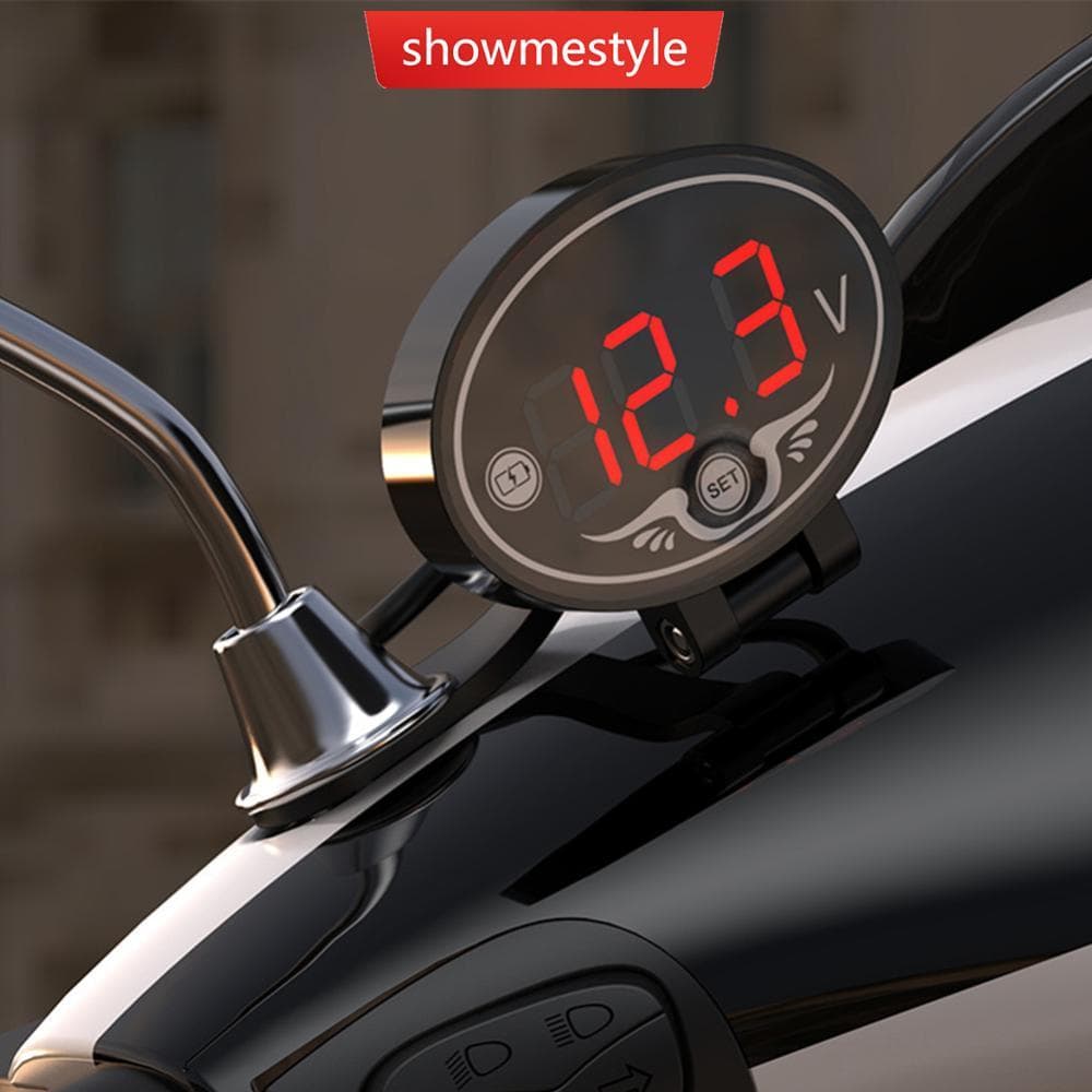 SMS Digital LED Voltímetro Medidor De Painel De Tensão DC 9V A 24V Para Acessórios De Motocicleta E4N1