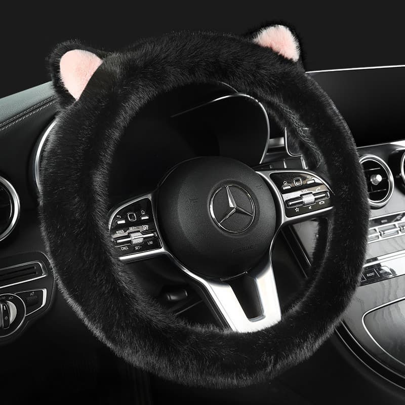 2023 novo estilo orelhas de gato pelúcia inverno capa volante do carro quatro estações alta qualidade estoque pronto