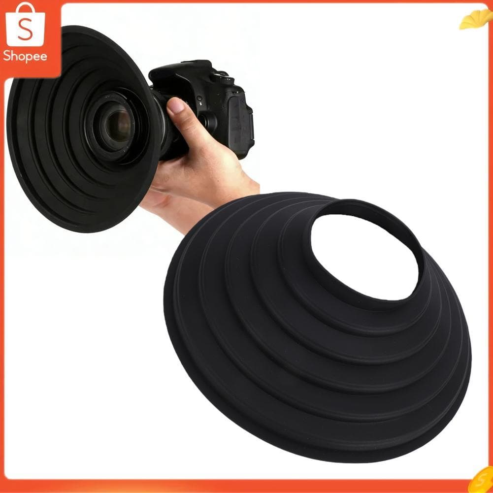Capa de lente de câmera universal de silicone dobrável máscara antirreflexiva para 70-90mm