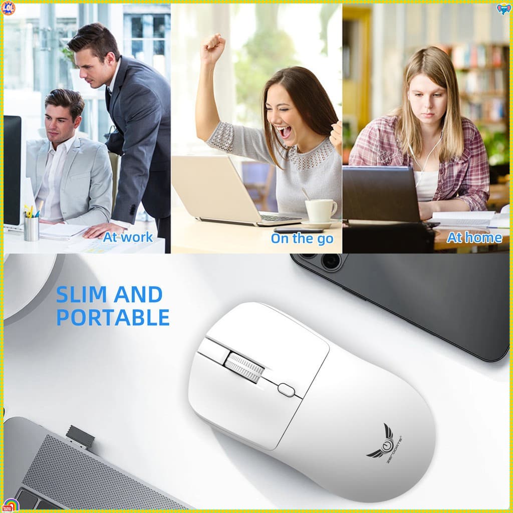 Mouse ajustável ergonômico sem fio 2.4G 800-1200-1600 DPI leve recarregável adequado para escritório e jogos PC Notebook