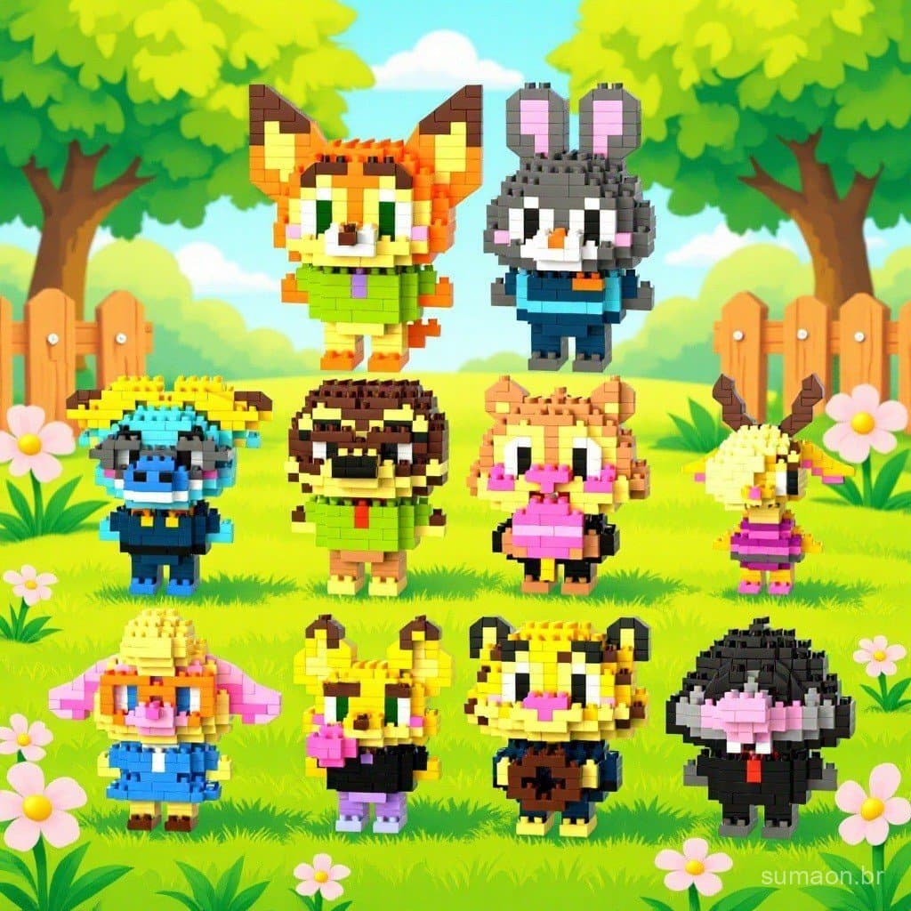 Blocos de Montagem de Micro Partículas Personagens de Zootopia, Patrulha Canina e Pokémon Presente para Crianças