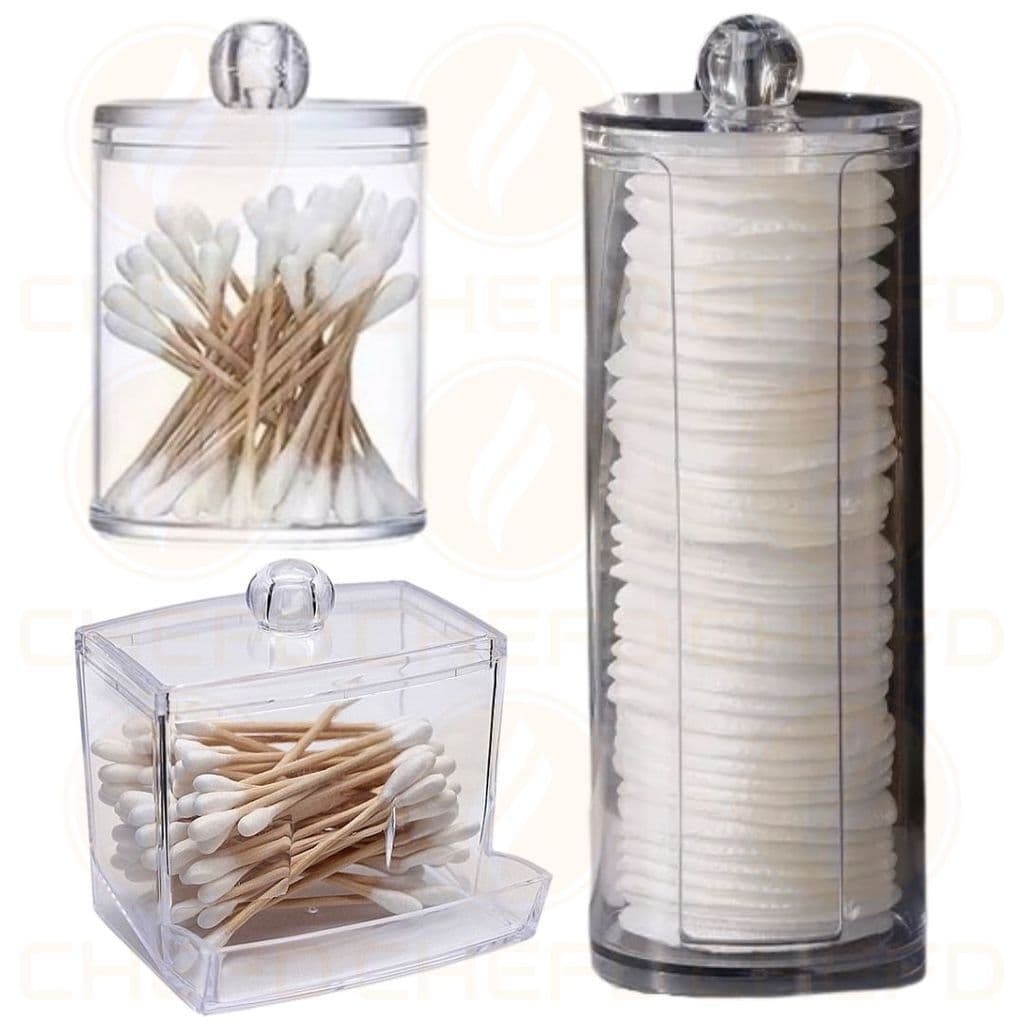 Kit Completo Porta-Cotonetes e Algodão 3 Peças - Organização Prática e Elegante para Seu Banheiro