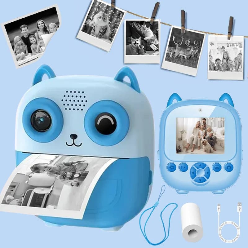 Câmera Digital De Impressão Instantânea-Mini Impressora Fotográfica Portátil Com Design Bonito De Desenho Animado , Em P