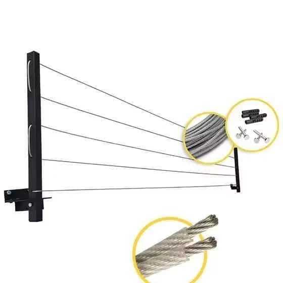 Varal de  Retrátil, Dobrável De Parede Em Aço, Cabo De Aço Encapado ENVIO IMEDIATO