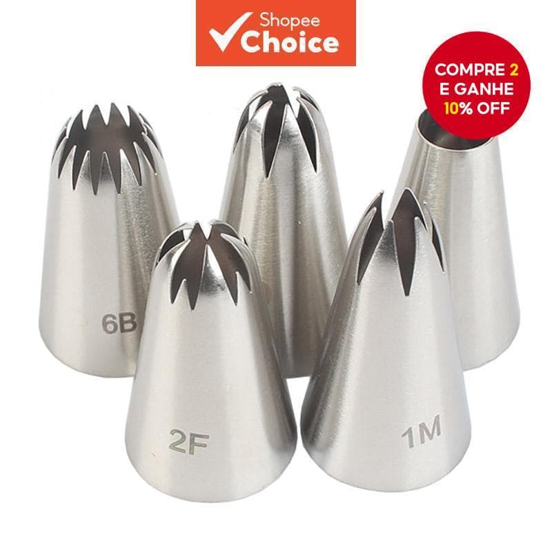 Conjunto De Pontas De Tubulação Média De Cinco Peças Com Bico De Aço Inoxidável 304 Para Decoração De Bolo