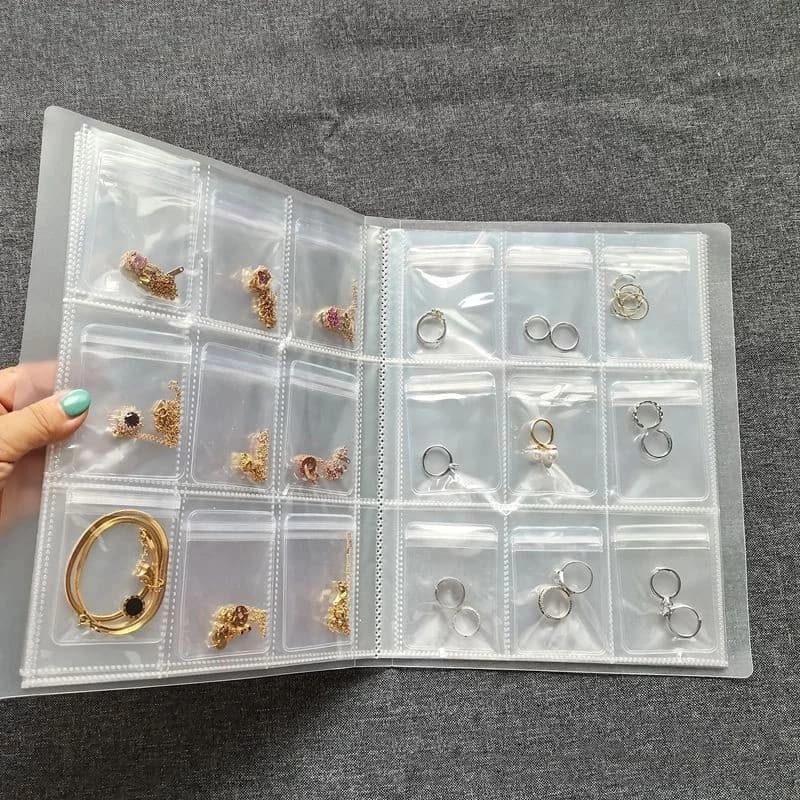 84/160 Grade Transparente Livro De Armazenamento De Jóias Auto Vedação Saco Para Colar Anel Foto Cartão Organizador