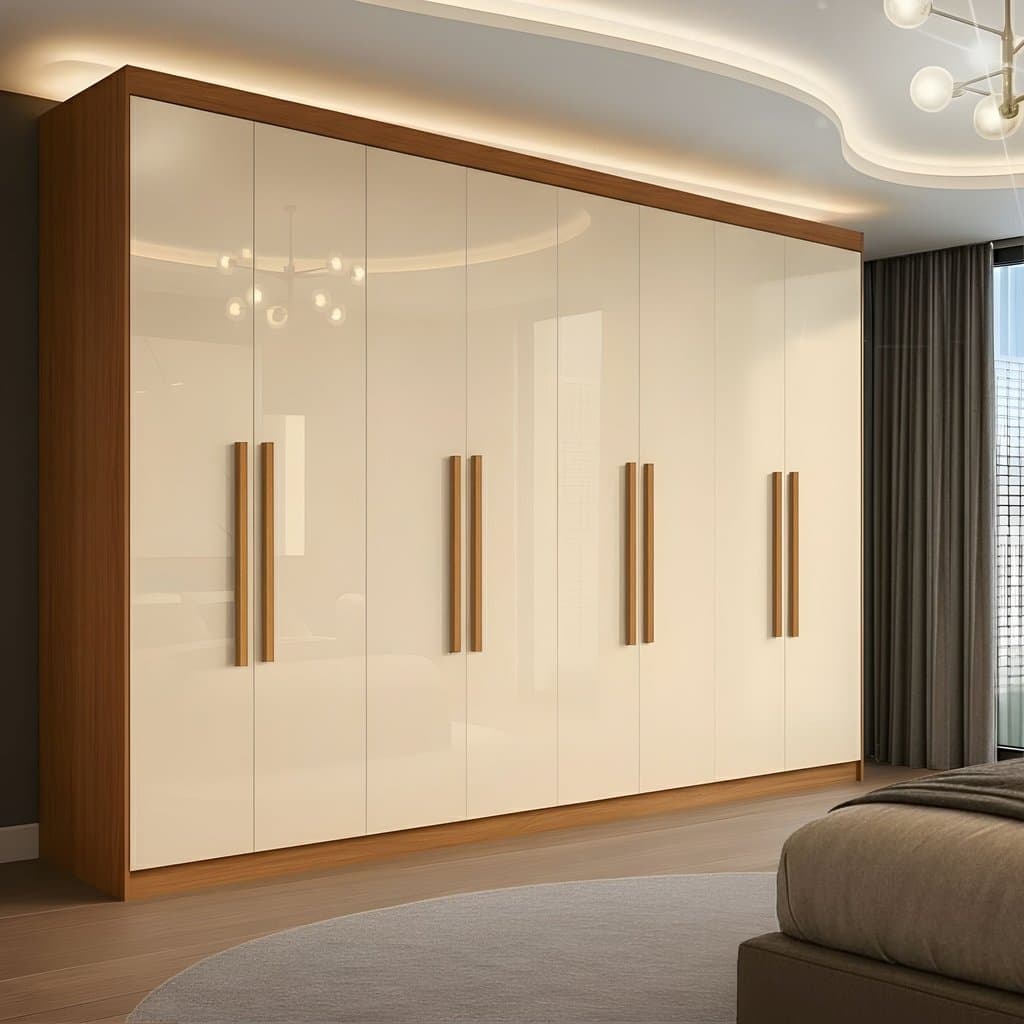 Guarda Roupa Casal 8 Portas 4 Gavetas Paris Espresso Móveis Cinamomo/Off White