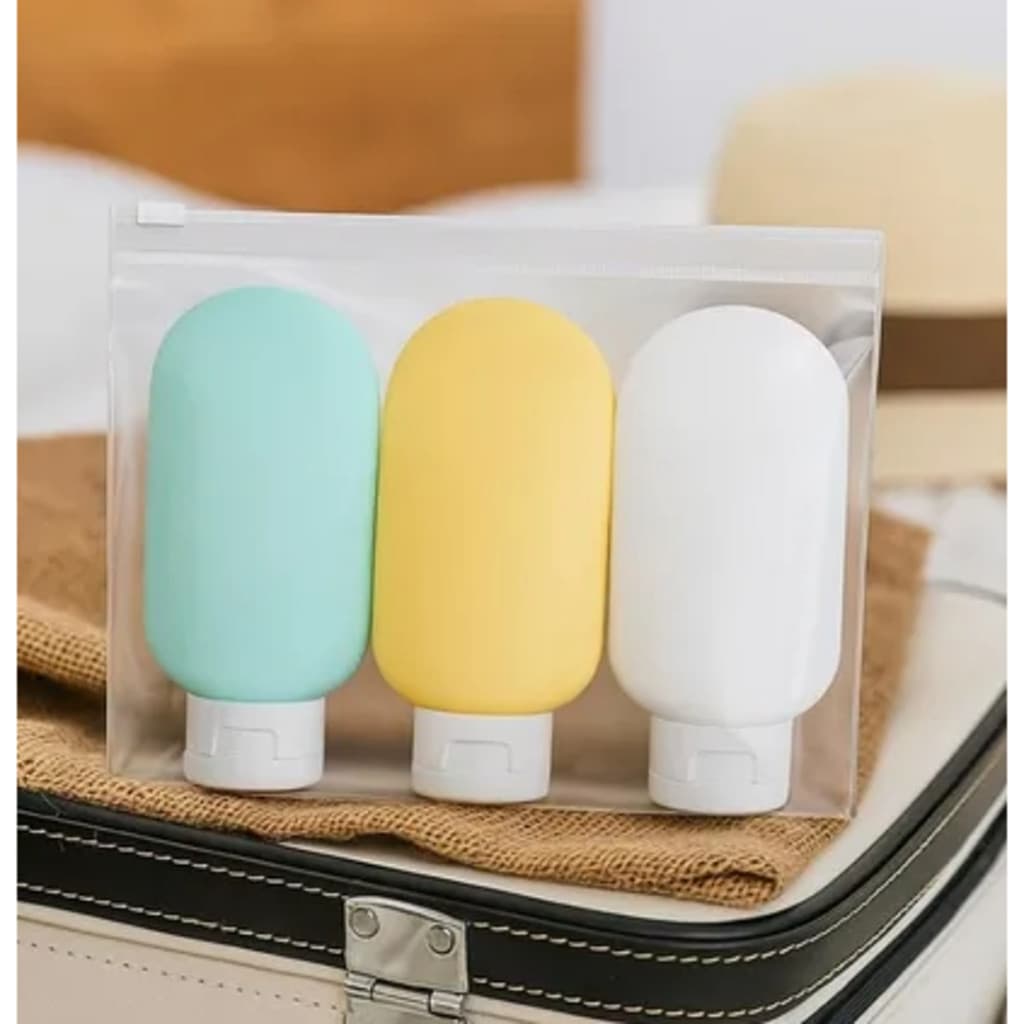 GGUAN 3 Frascos 60ML Plástico Com Estojo Transparente Útil Para Viagens Dispensador
