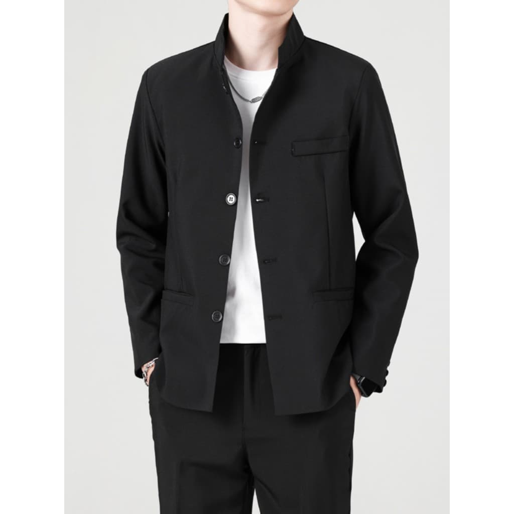 Terno jaqueta masculina juventude fino-ajuste chinês montanha terno gola alta terno desempenho terno estilo chinês Tang 