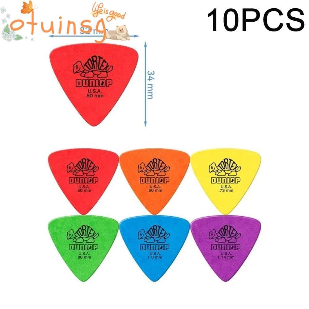OTUINSG 10 Peças De Palhetas Para Guitarra Elétrica , Delrin Dunlop Estilo Antiderrapante , 0.5/0.6/0.73/0.88/1.0/1.14MM
