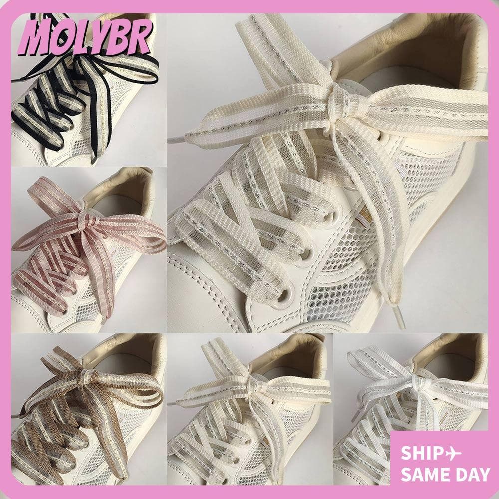 Corda Larga Com Laço MOLYBR , Fita De Seda Acetinada , Cadarços De Sapato De Fio De Neve De 2 Cm Transparentes De Cor Só