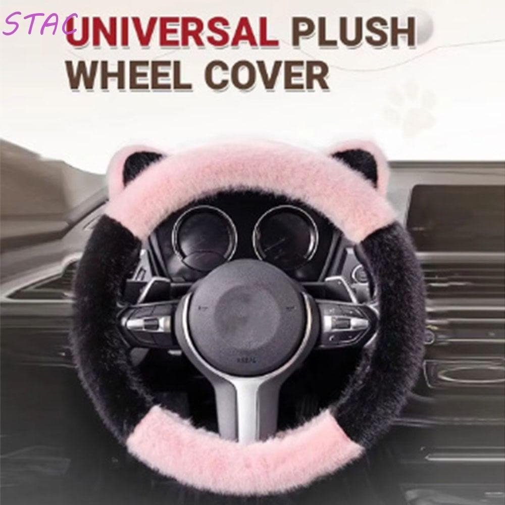 Capa De Volante Com Orelhas De Gato STAC , De Pelúcia Quente Antiderrapante Macia