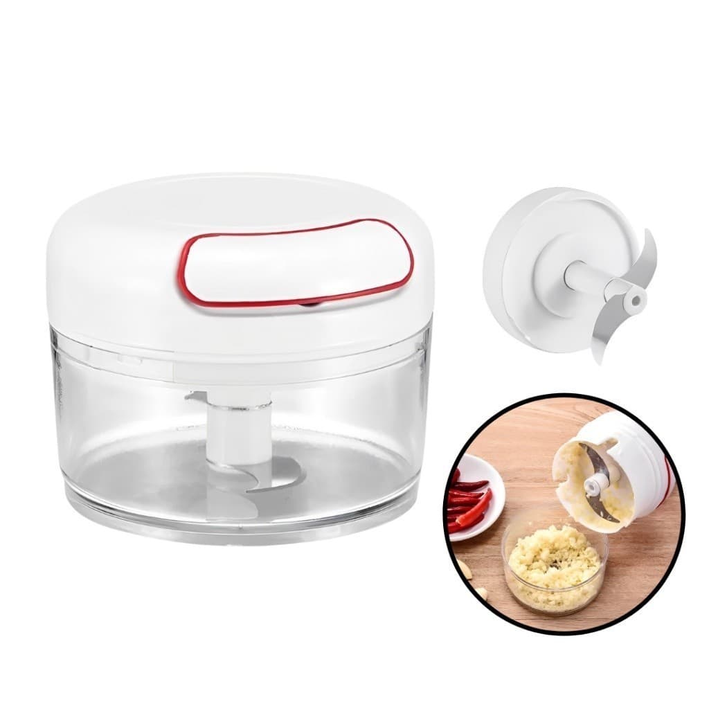 Plus01 Mini Processador Manual 2 Lâminas | Triturador Rápido de Alho, Cebola e Temperos