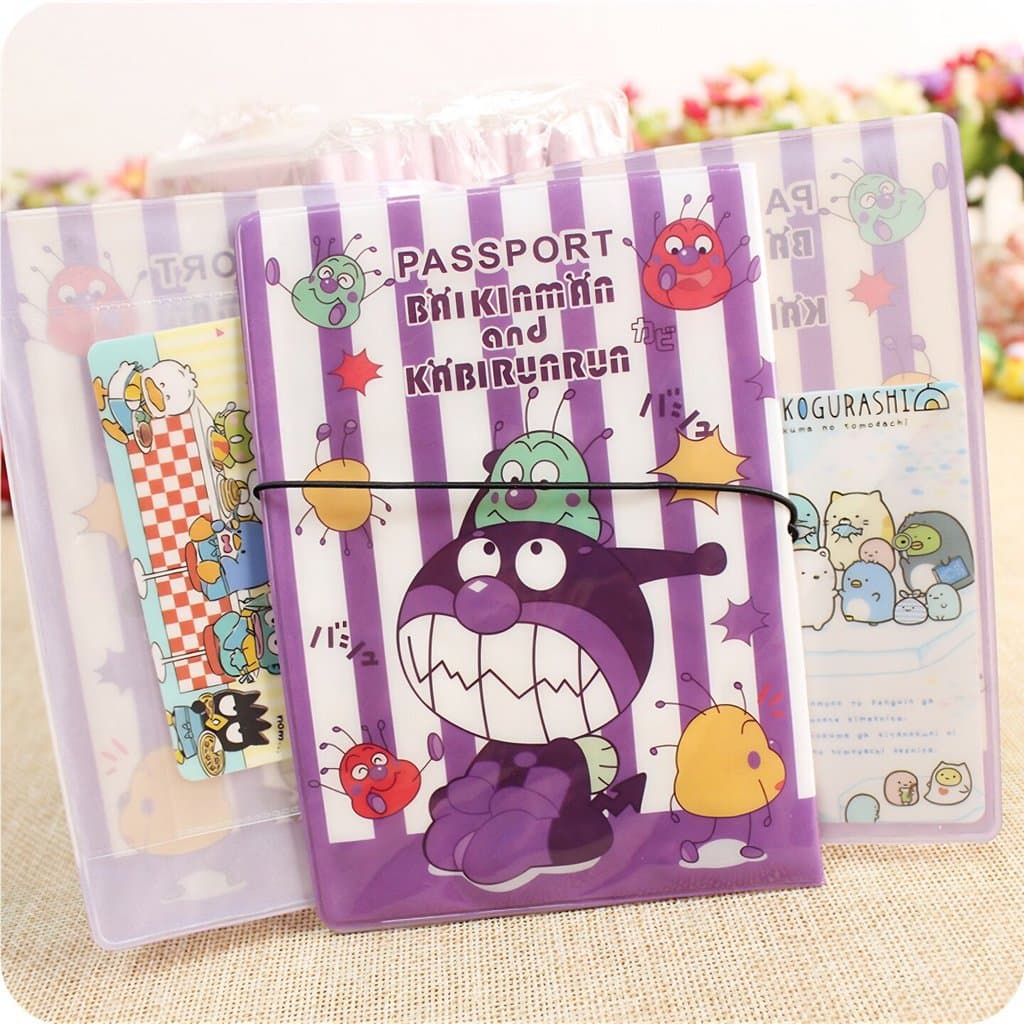 Japonês coreano dos desenhos animados à prova dwaterproof água titular do passaporte caso protetor de viagem titular do 