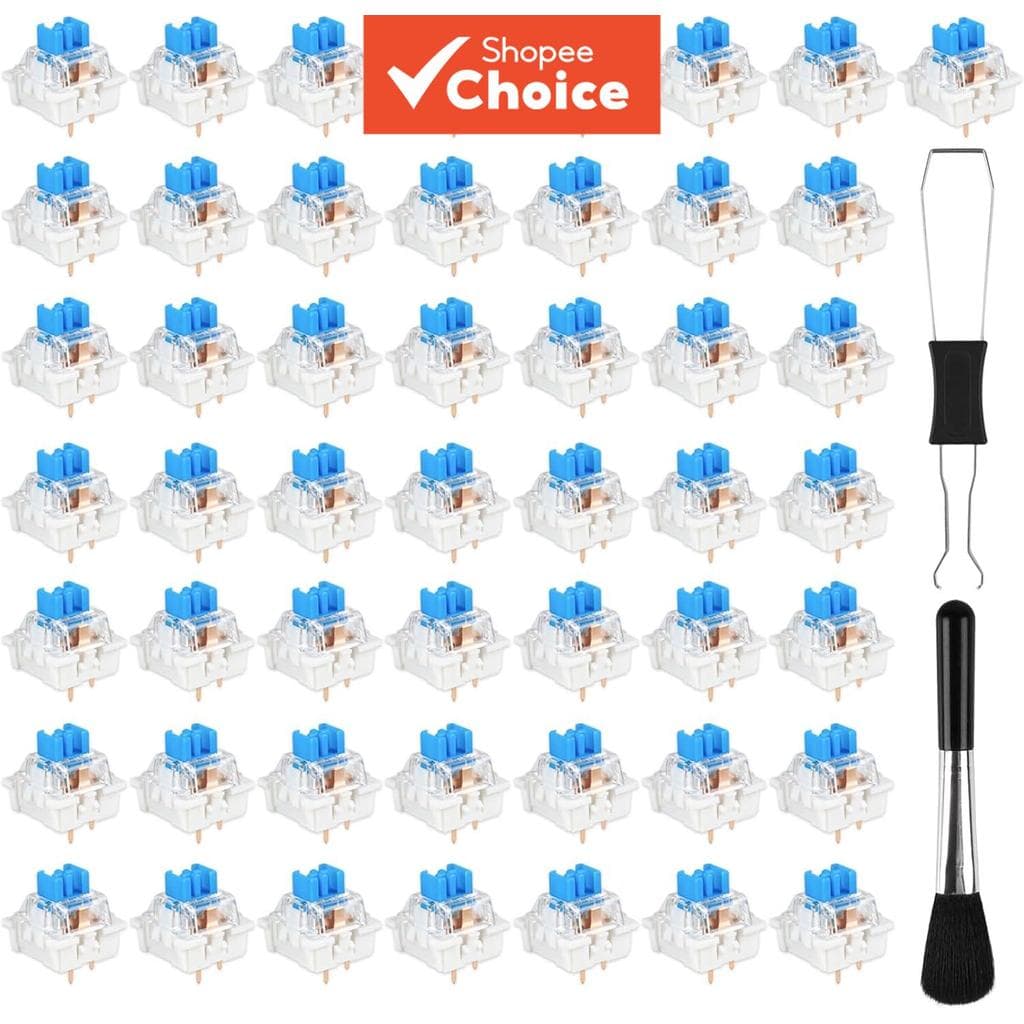 90/50/30-Pacote 3 Pinos Azul Clicky Interruptores De Teclado Mecânico Tátil Kit Completo Diy Com Extrator E Escova