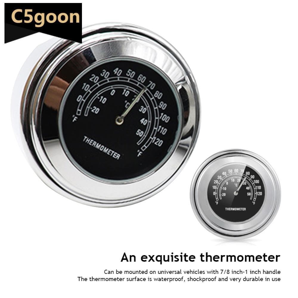 C5GOON 22-25mm Universal Motocicleta Moto Guiador Termômetro Ornamento Da Relógio De Quartzo B3V4
