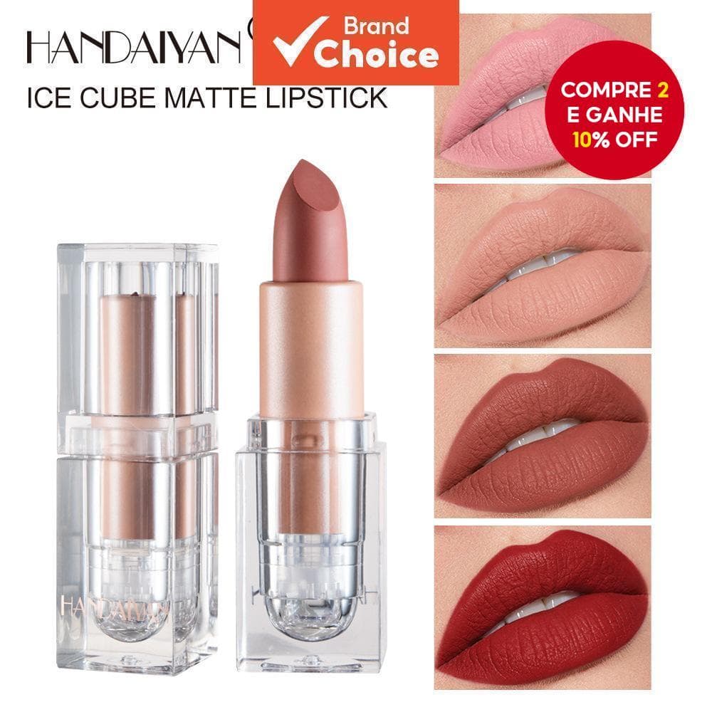 Cubo de Gelo Batom Mate 12 Cores Não Desbotável Nu Pó Creme
