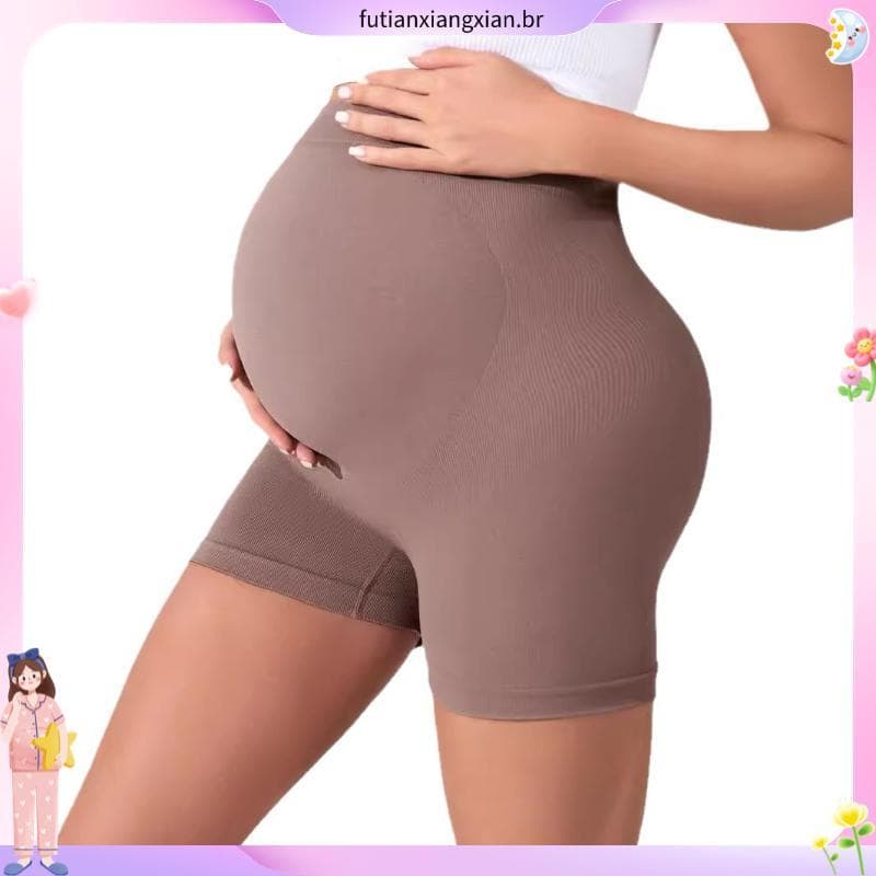 Shorts Bermuda Cintura Alta Gestante Modeladora Maternidade Anatômica Seamless Sem Costura Zee Rucci
