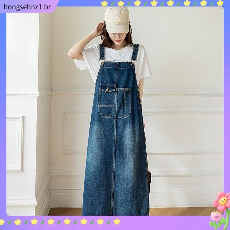 Jardineira Saia Jeans - Com Lycra - Moda Evangélica